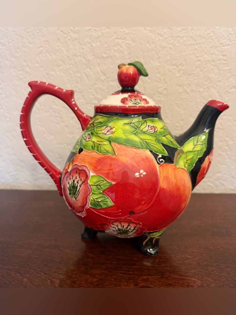 Blue Sky Heather Goldminc Apple Ceramic Teapot "Icing on the Cake" Hand Painted
